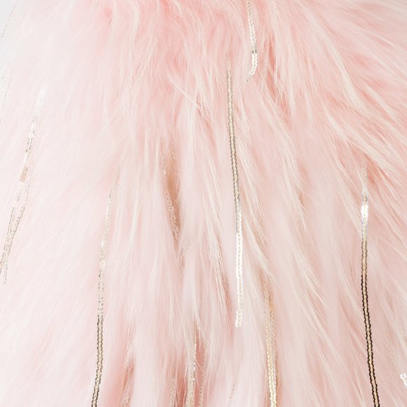 Pink Rabbit Fur Coat With Sequins - Picture 4 of 5